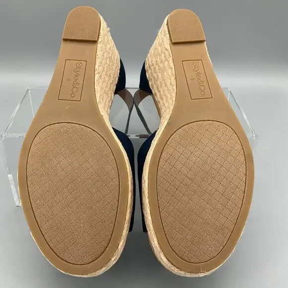 NEW Style & Co Women’s Seleeney Espadrille Wedge Sandals Navy Size 9M - Picture 8 of 10
